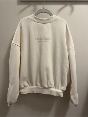 Fear of God ESSENTIALS Kids Mock Neck Sweatshirt Size 8 Cream Logo Pullover
